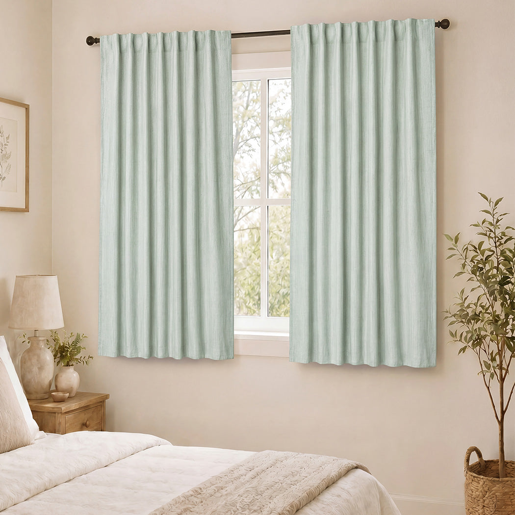 Blackout Curtains Thermal Linen Look 132x160cm | Simpledeals