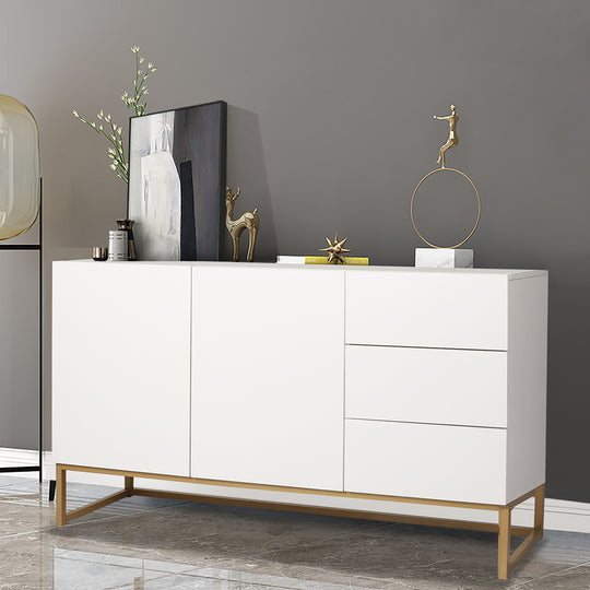 Buffet Sideboard Storage Cabinet White, Automatic Spring Drawers Shelf