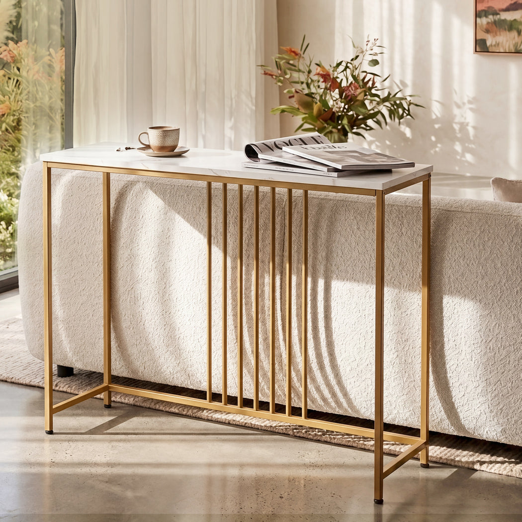 Marble Effect Console Table Narrow Hallway