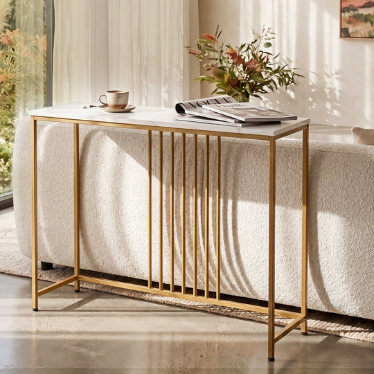 Marble Effect Console Table Narrow Hallway