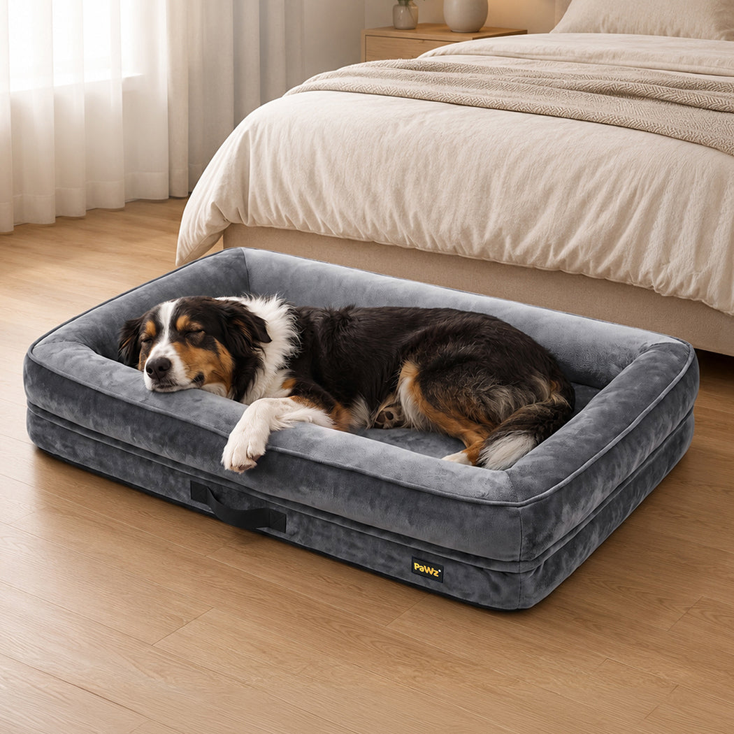 Large Orthopedic Dog Bed Grey 90x60x18cm