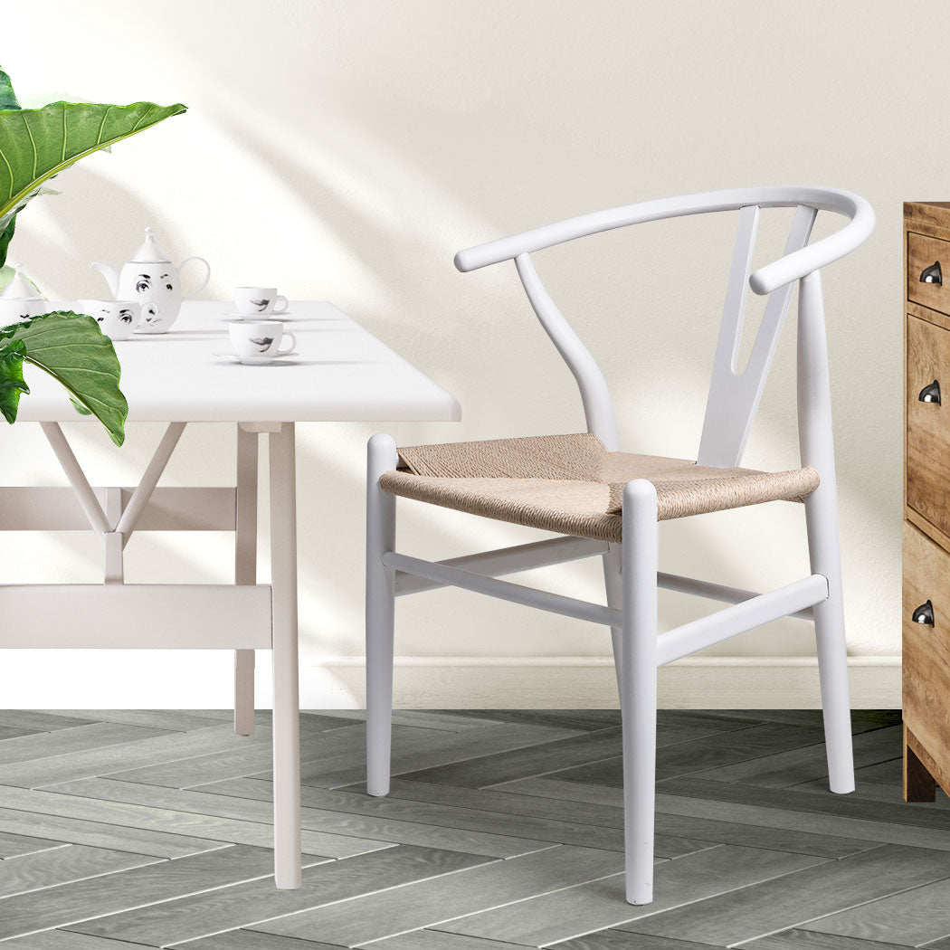 2x Dining Chairs Wooden Hans White, SC11+SC12 id