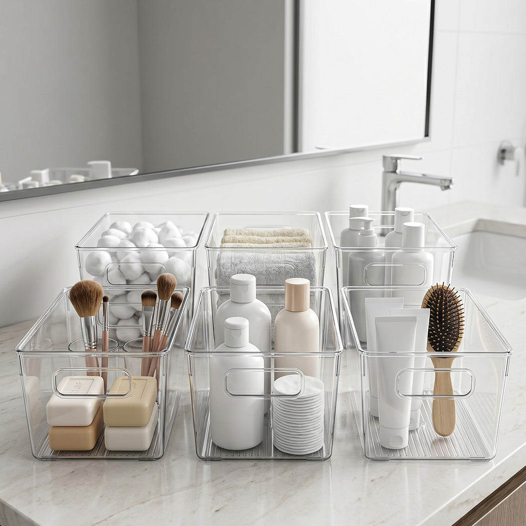 Clear Storage Bins 6-Pack Pantry Fridge Organiser | Simplede
