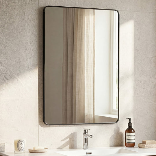 Rectangle Wall Mirror 75x50cm Black Aluminium