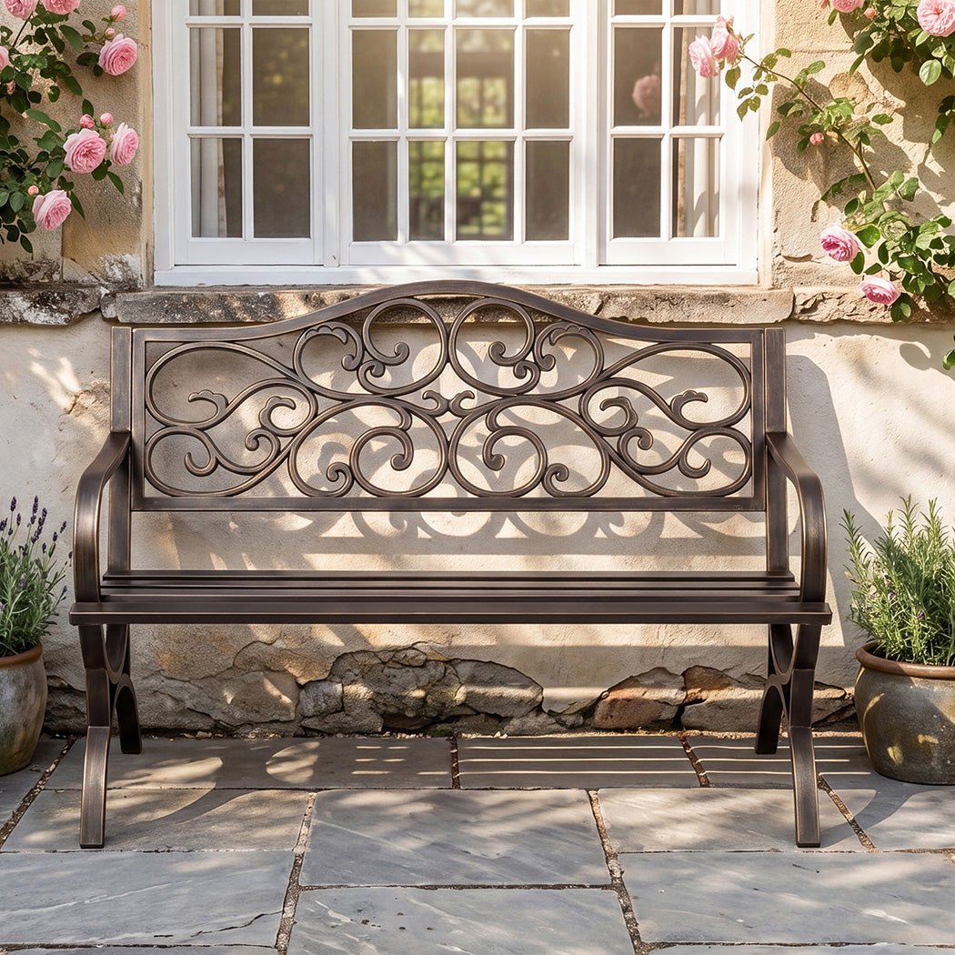 Cast Iron Garden Bench 3 Seater Bronze | Simpledeals