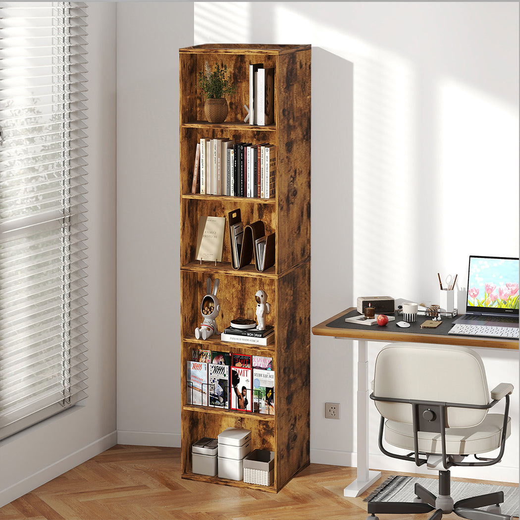 Adjustable Wood Cabinet - Walnut 40x24x178.5cm