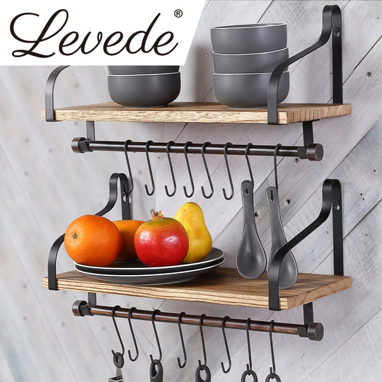 Wall Mount Floating Shelf Brackets Strong Hidden Support Set with Rack Storage