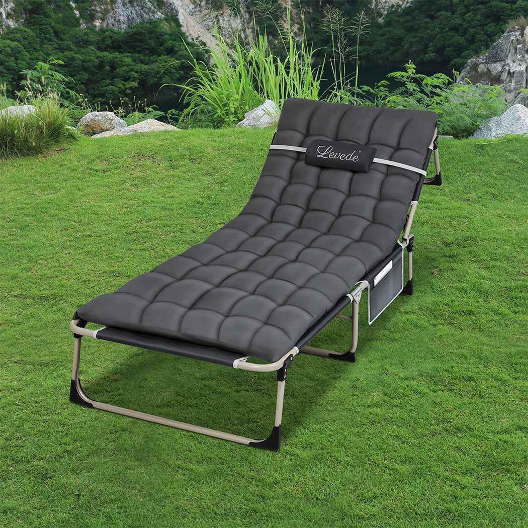 Folding Camping Bed Portable Grey 25x0.7cm