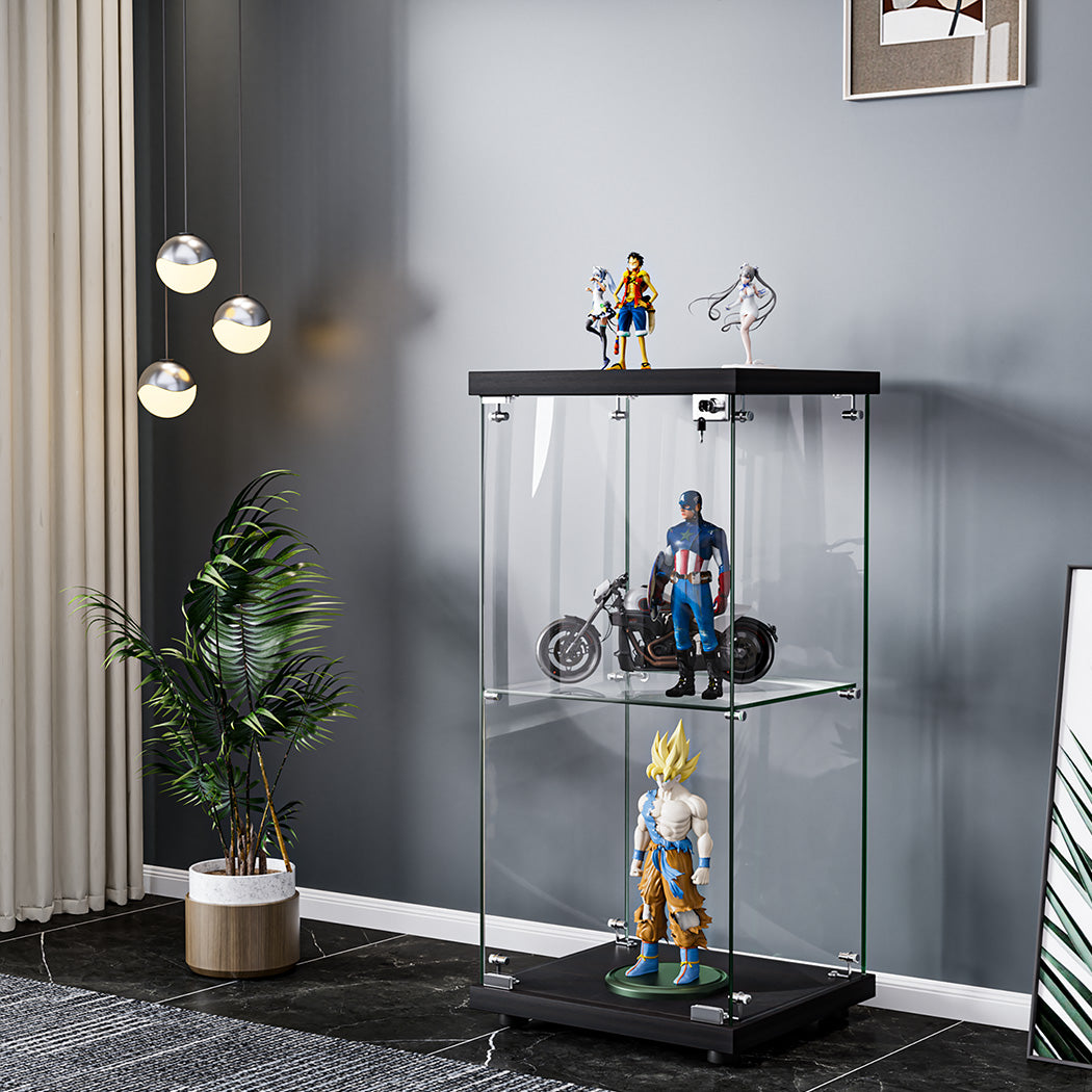 Modern Display Cabinet Collection Storage Tempered Glass 2 Tier With with id11&12