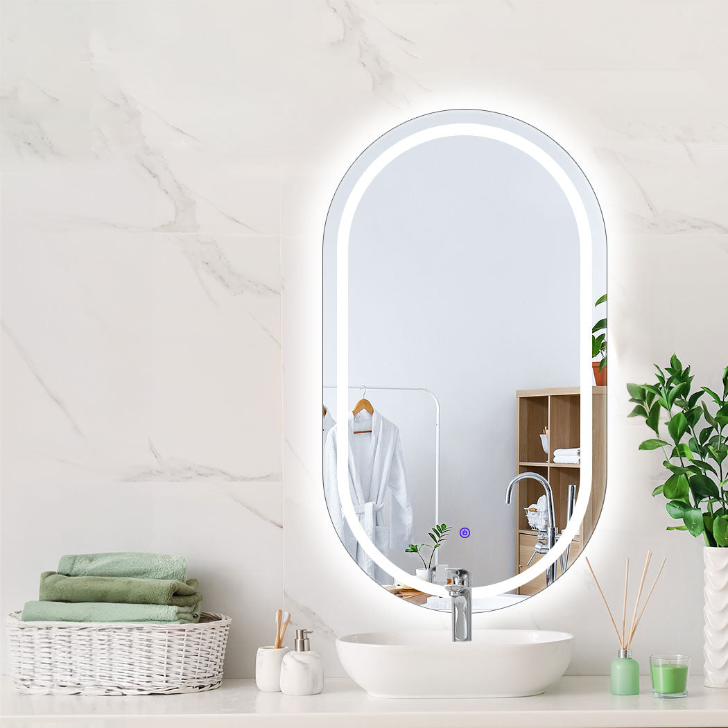 LED Wall Mirror Oval Anti-fog 60x100cm