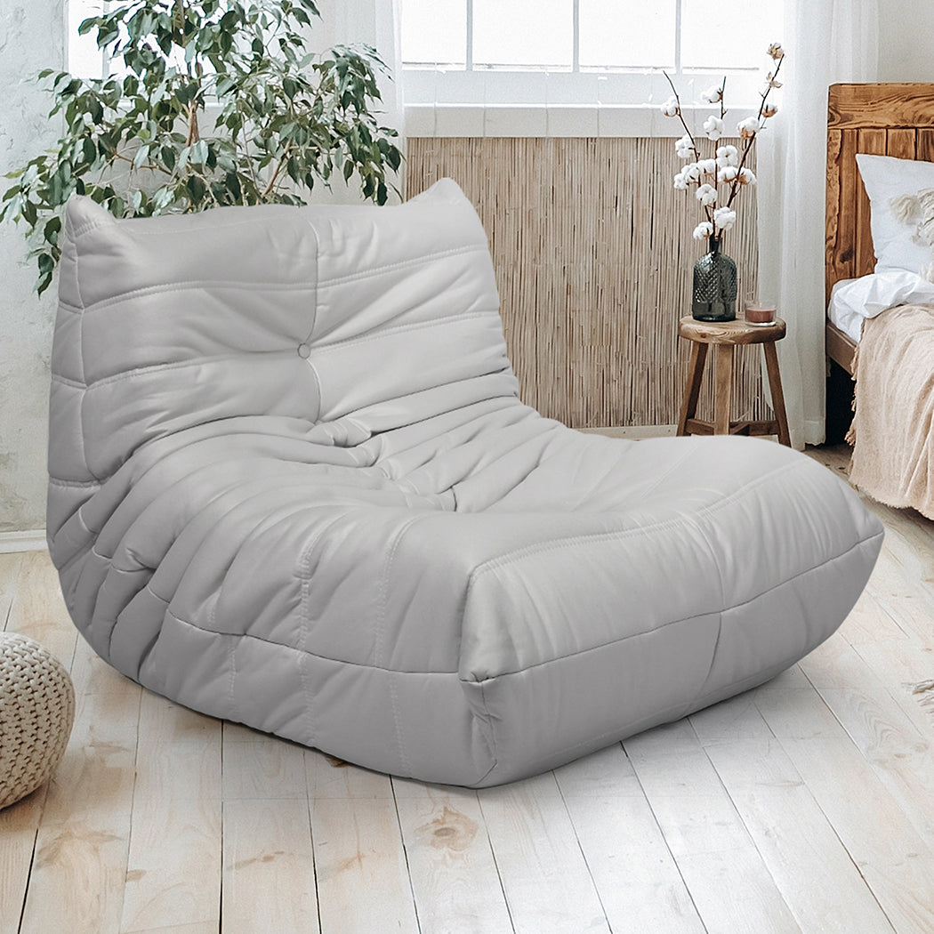 Elegant Floor Chair Caterpillar Sofa Grey  Wood Finish Classic, id4