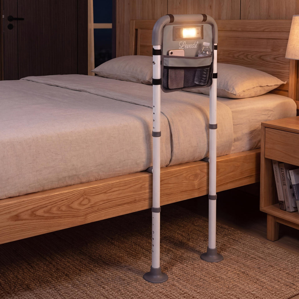 Bed Rail Elderly Adjustable Safety Handle LED Light | Simple