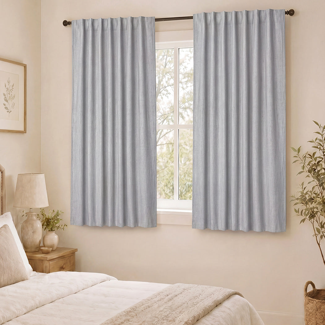 Blackout Curtains 2 Panels Grey Thermal Linen | Simpledeals