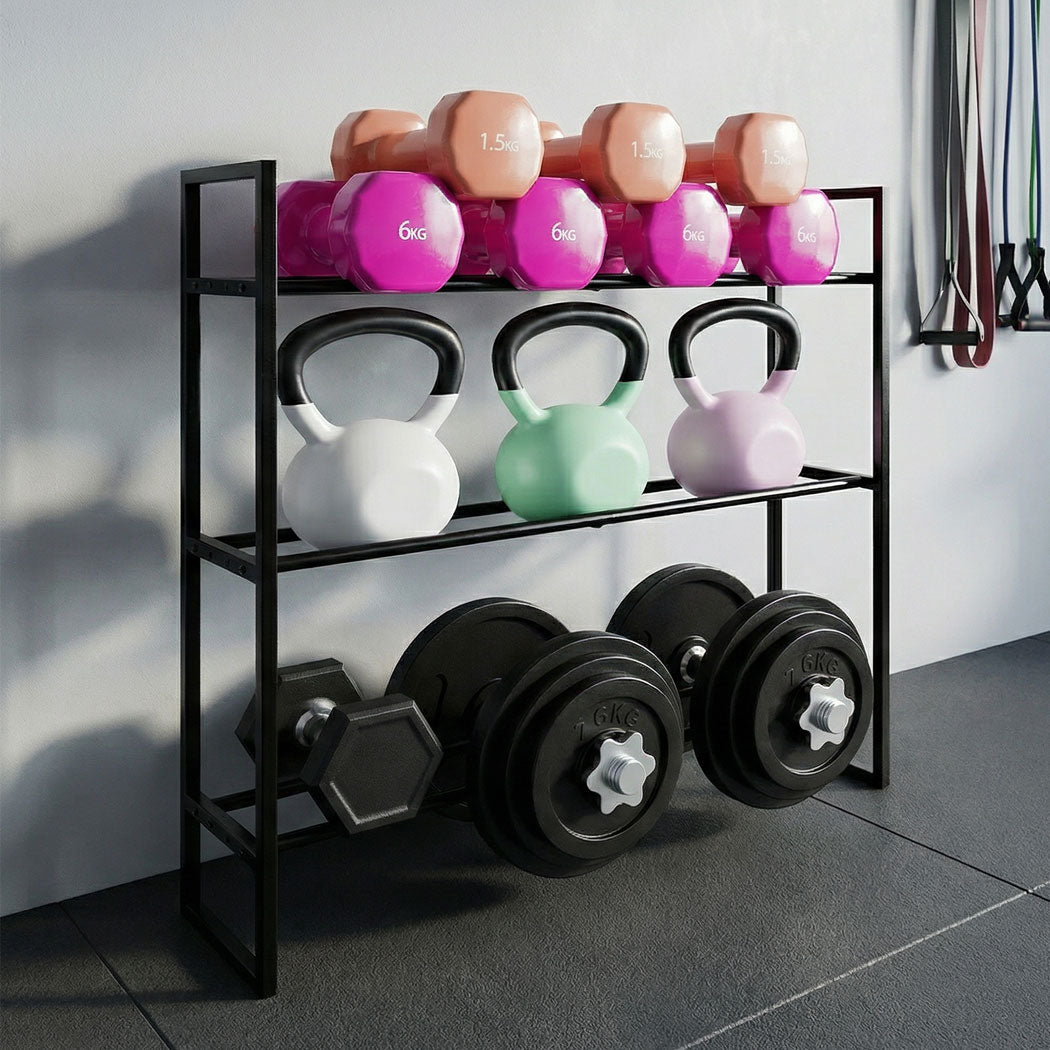 Dumbbell Rack 3 Tier Storage 80x25x80cm