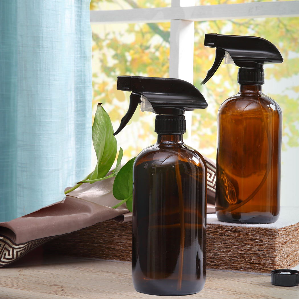 6x 500ml Amber Glass Spray Bottles Trigger, Water Sprayer Aromatherapy Dispenser