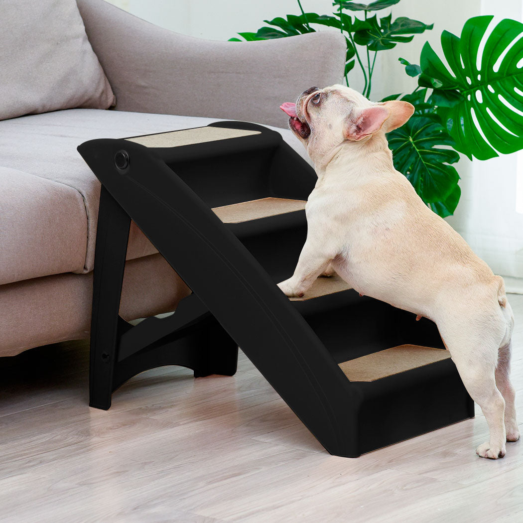 Pet Ramp Indoor Dog Steps Stair Black, Foldable Climbing Ladder Soft