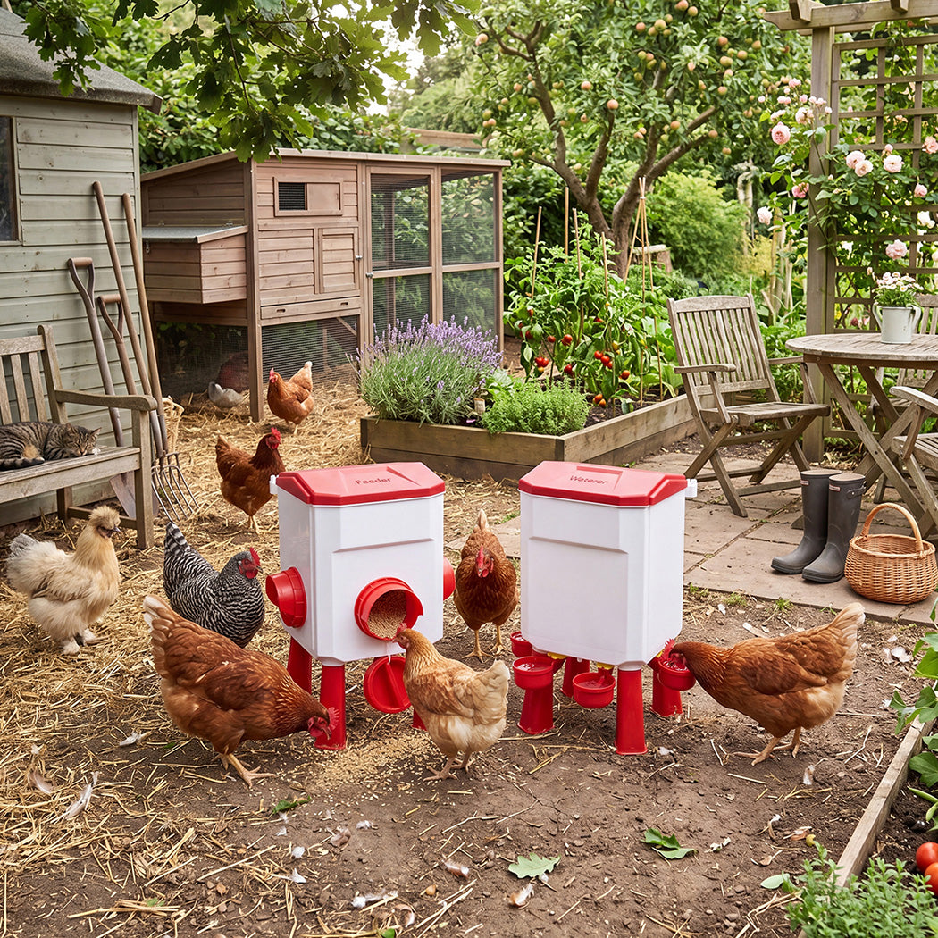 Chicken Feeder Waterer Set 12kg 11L Gravity | Simpledeals