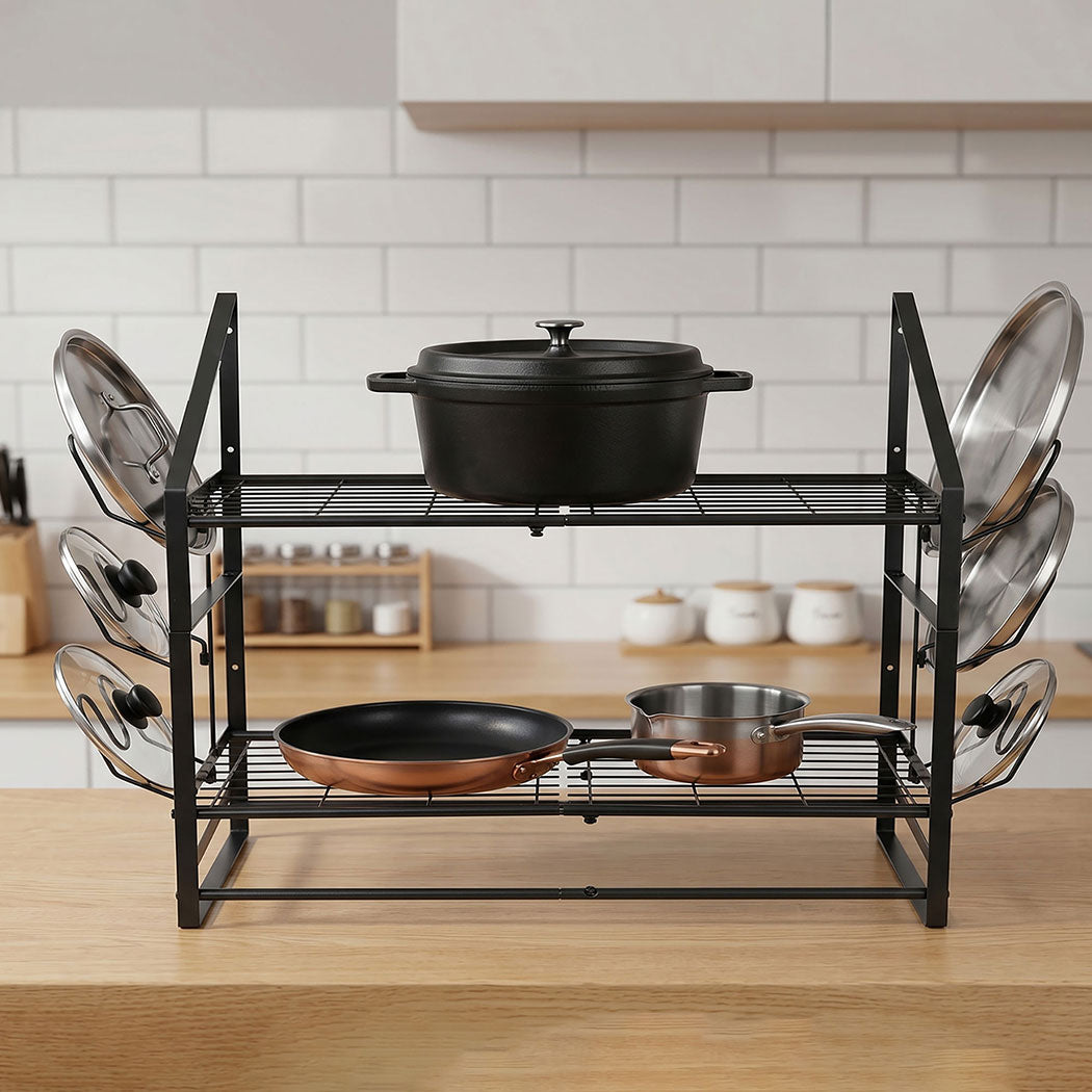 Wall Mounted Pot Rack 2 Tier 20 Hooks | Simpledeals