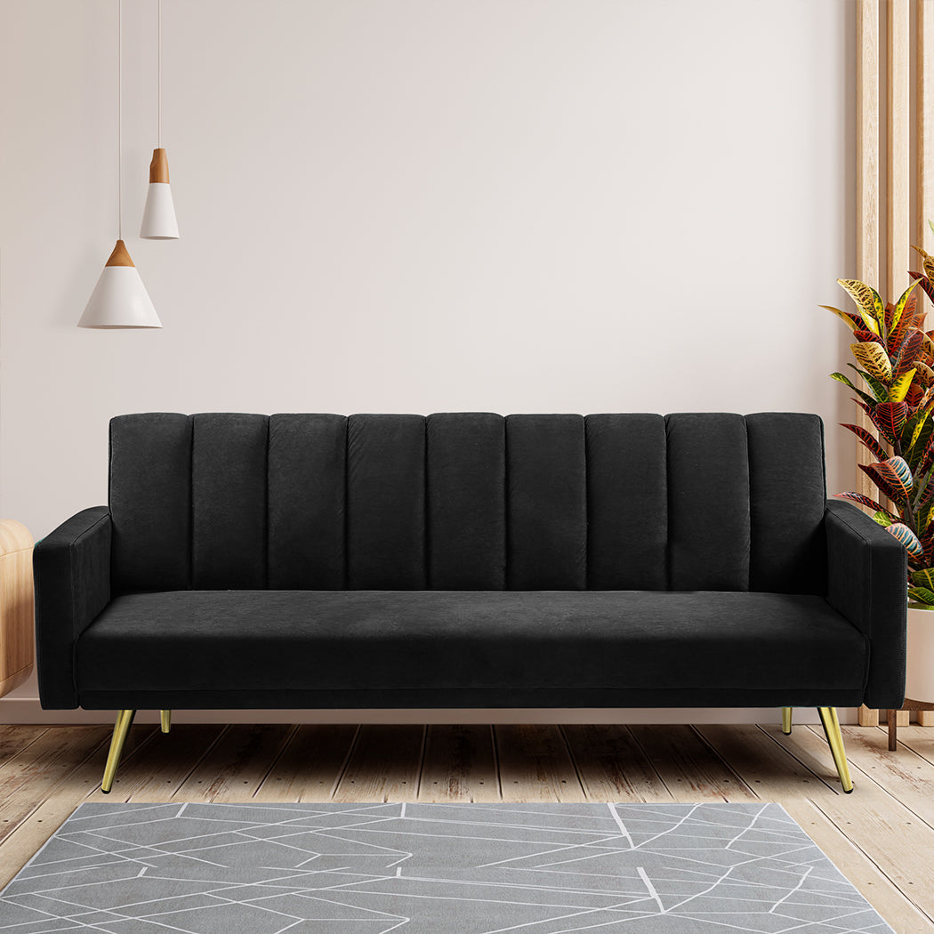 Modern Sofa Bed Convertible Velvet Lounge Recliner Couch Sleeper 3