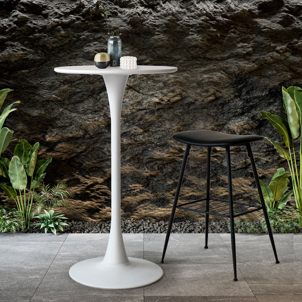 Set of 2 White Round Bar Table Minimalist Pub Dining Tables