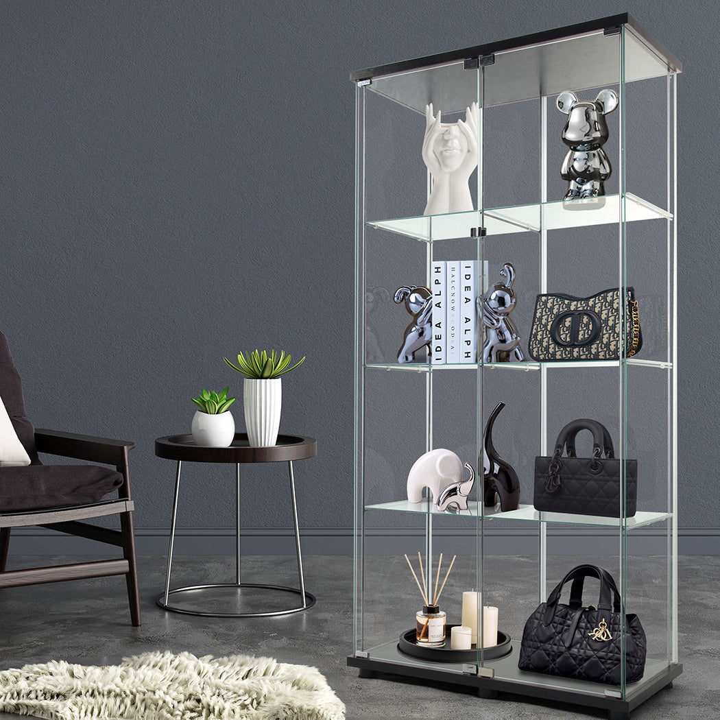 Cozy 164cm Glass Display Cabinet 2 Doors  Wood Finish Classic