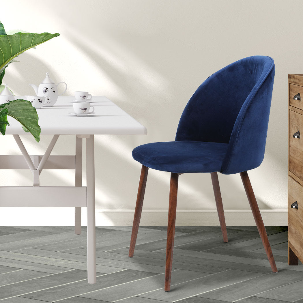 2x Dining Chairs Seat French Navy