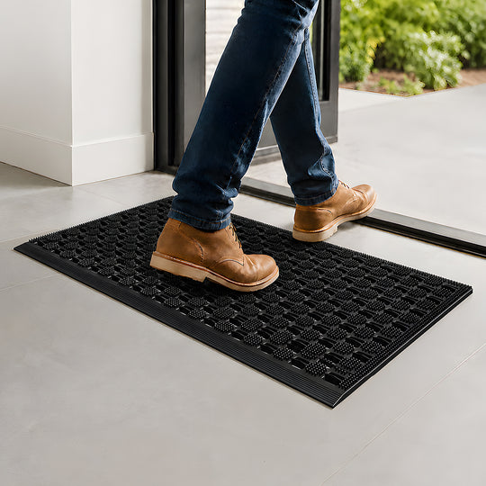 Front Door Mat Black Tpe 75x43cm