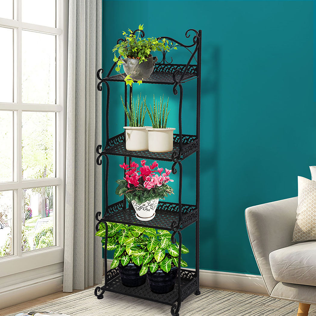 Plant Stand 4 Tiers Outdoor Indoor Black