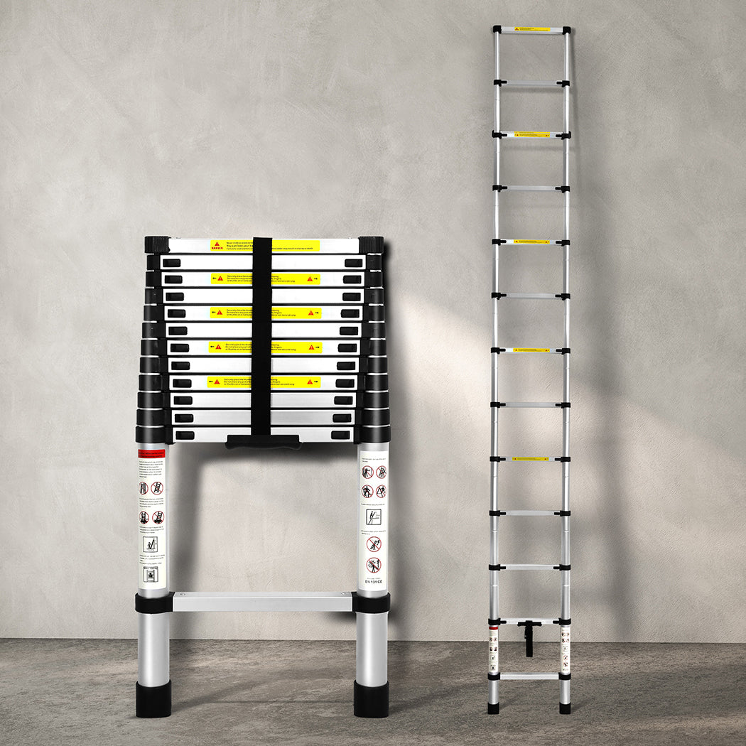 Multipurpose Ladder Telescopic 3.8M Silver