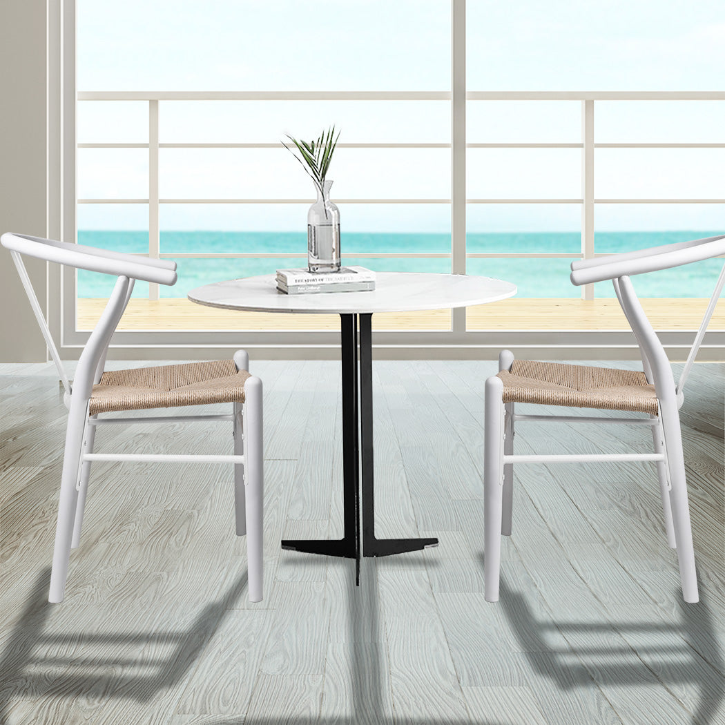 Cozy 6x Dining Chairs Wooden Hans White  Soft Cushion Classic