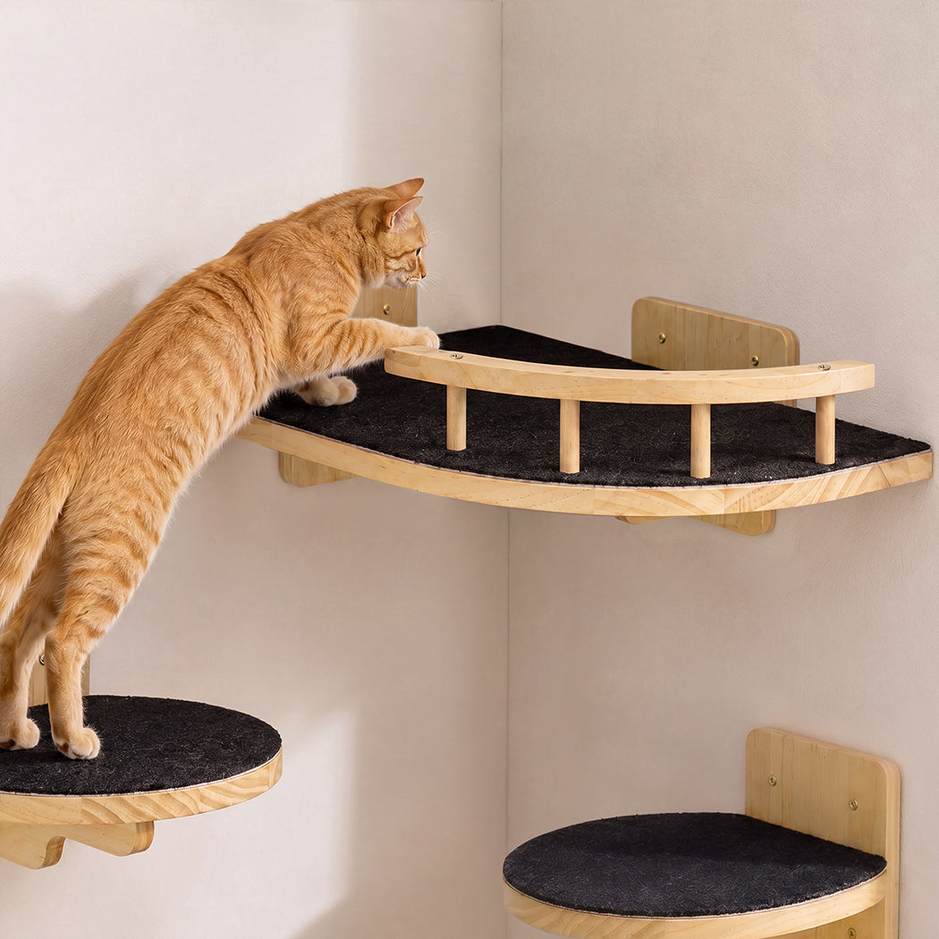 Corner Cat Shelf Natural Wood 22.5x19.3x1.8cm
