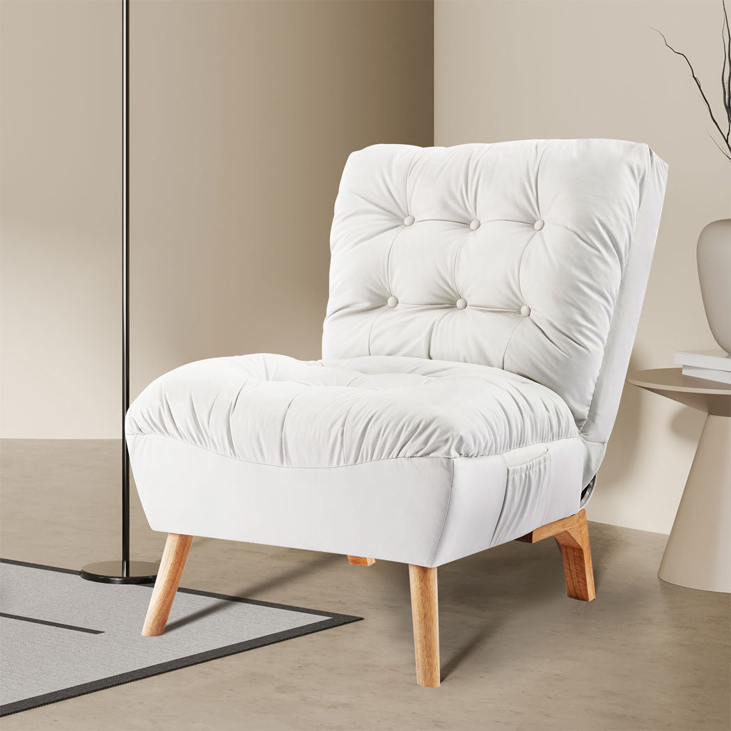 Premium Lounge Accent Chair Sofa Recliner Cream  High Back Support with id15&16
