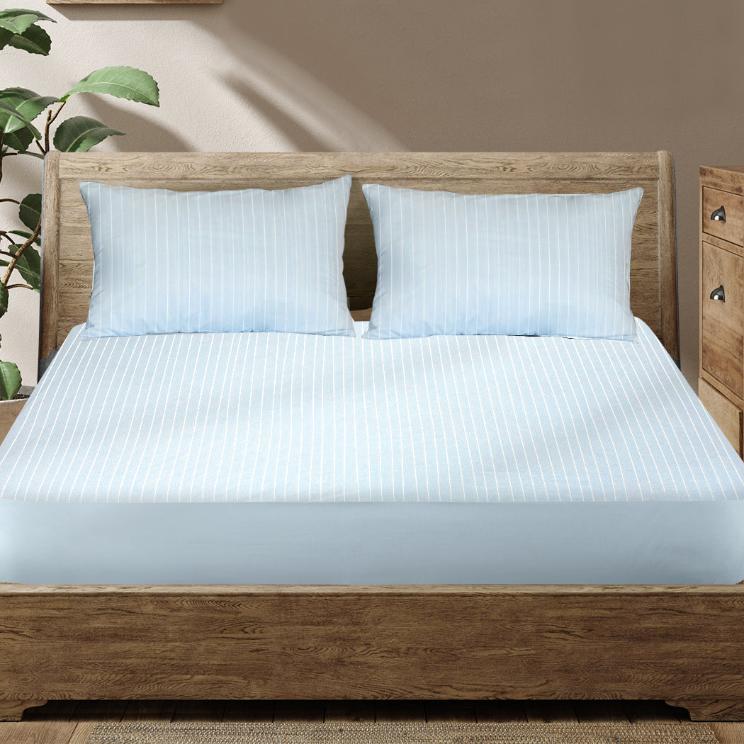 King Mattress Protector Pillowcases King Blue - Cotton Terry Towel Waterproof