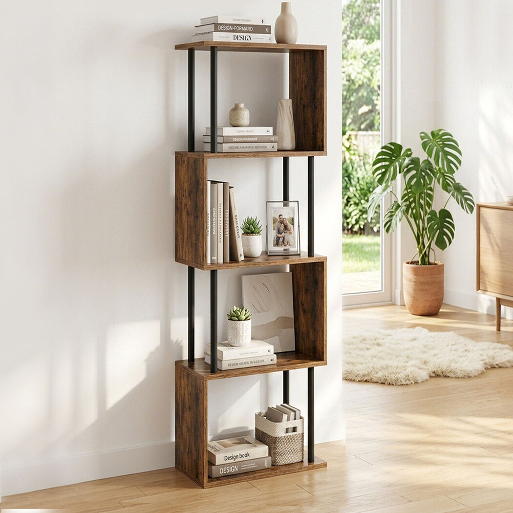 Wooden Bookshelf 5 Tier Storage 38x24x126cm