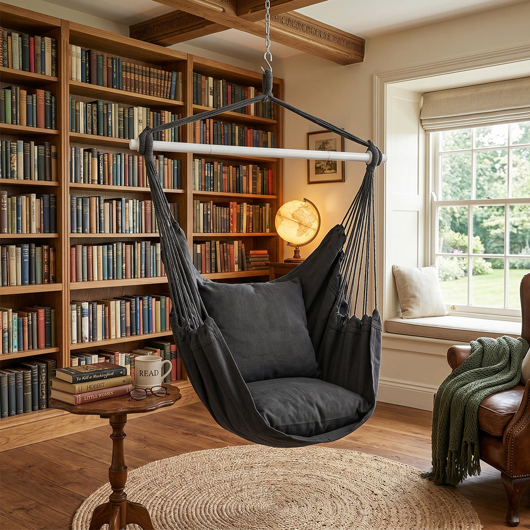 Hanging Hammock Chair 2 Cushions 150kg | Simpledeals