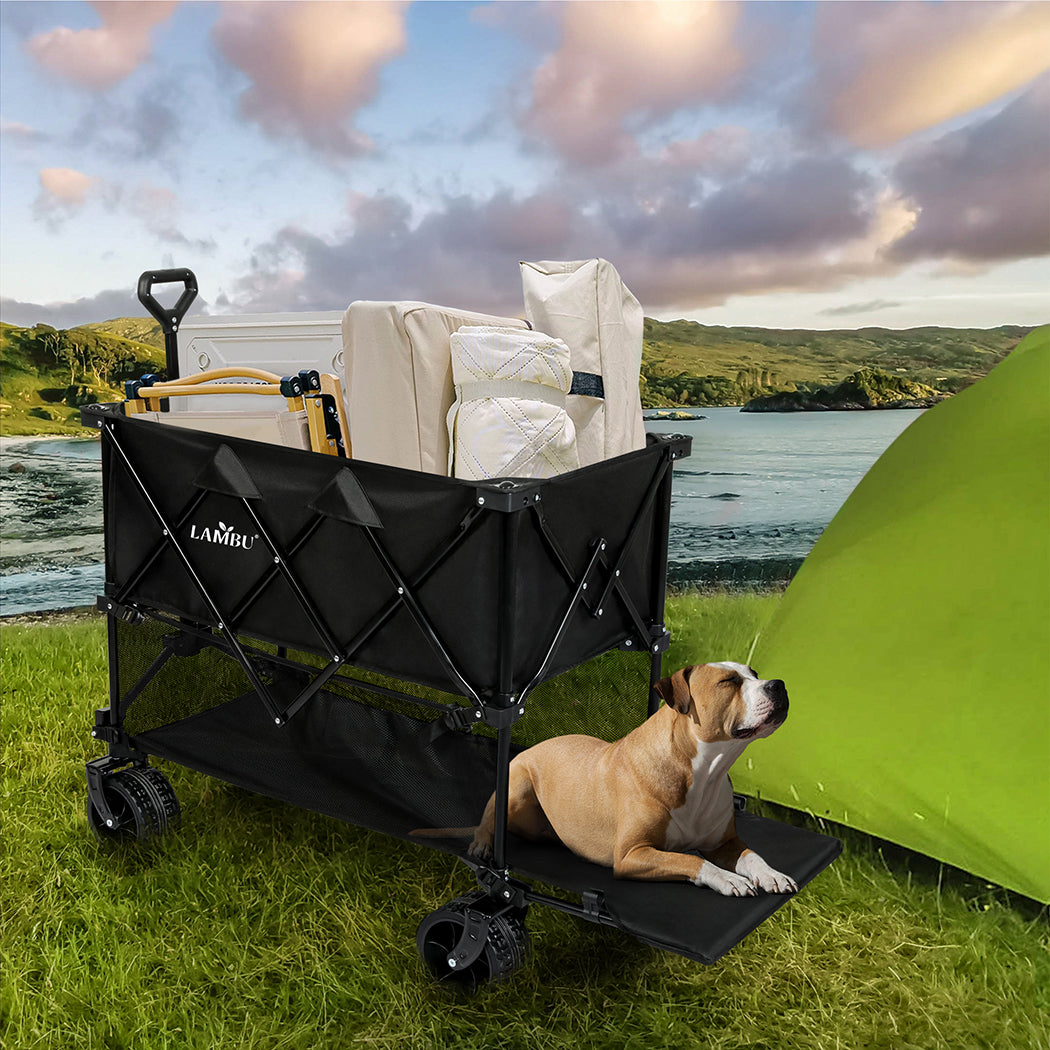 Folding Wagon Cart Double Layer 132x107x56.5cm