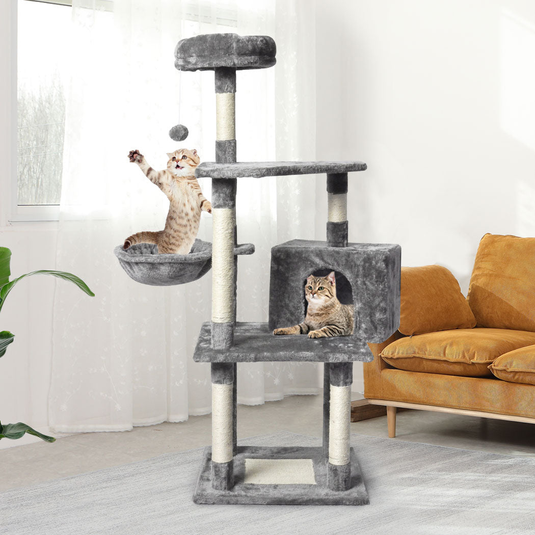 Fabric Cat Tree - Grey 48x40x130cm