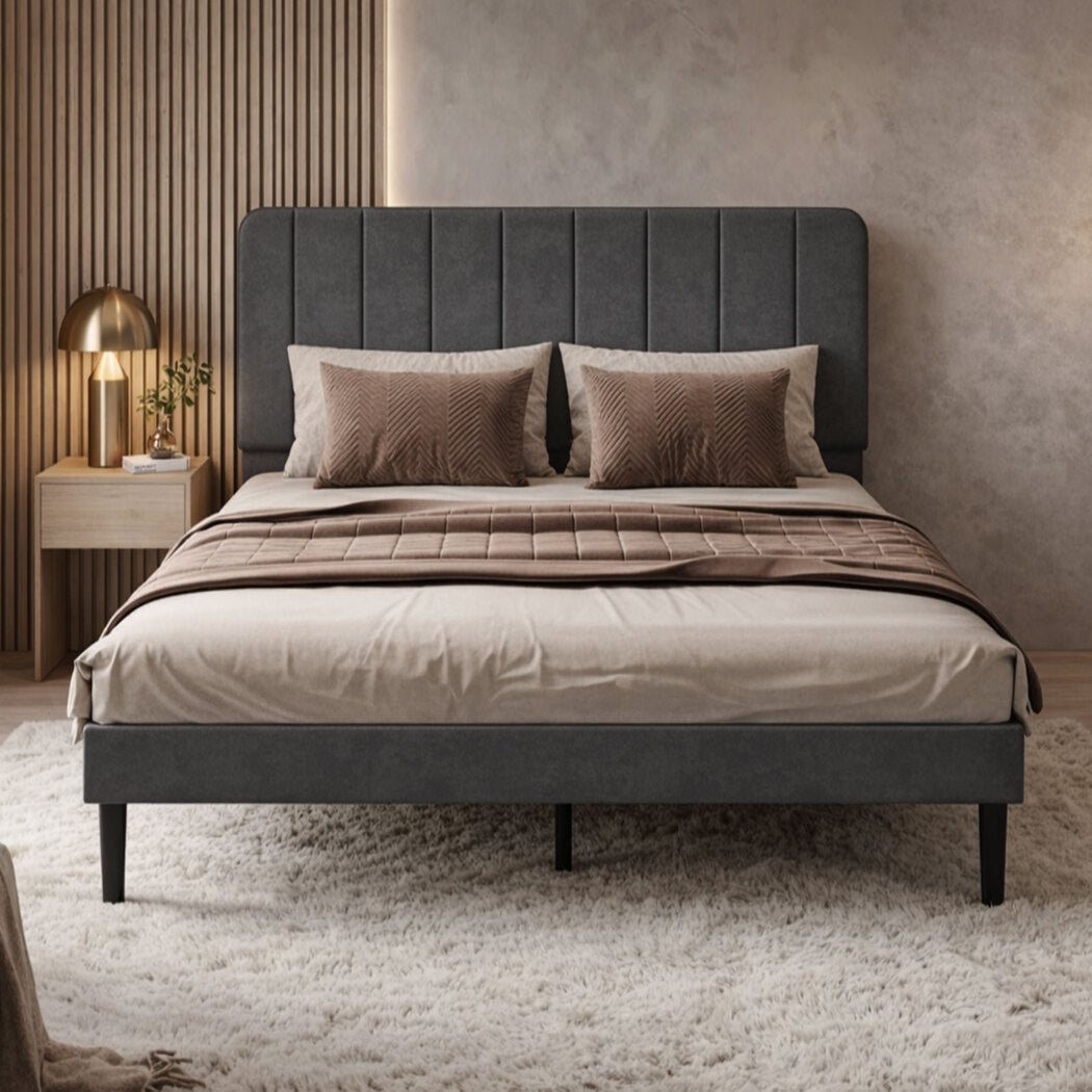 Double Bed Frame Adjustable Headboard 190x139.5x113cm