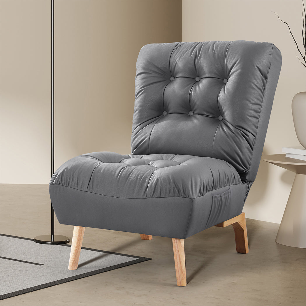 Premium Accent Chair Sofa Recliner Adjustable Grey  Space-Saving with id15&16
