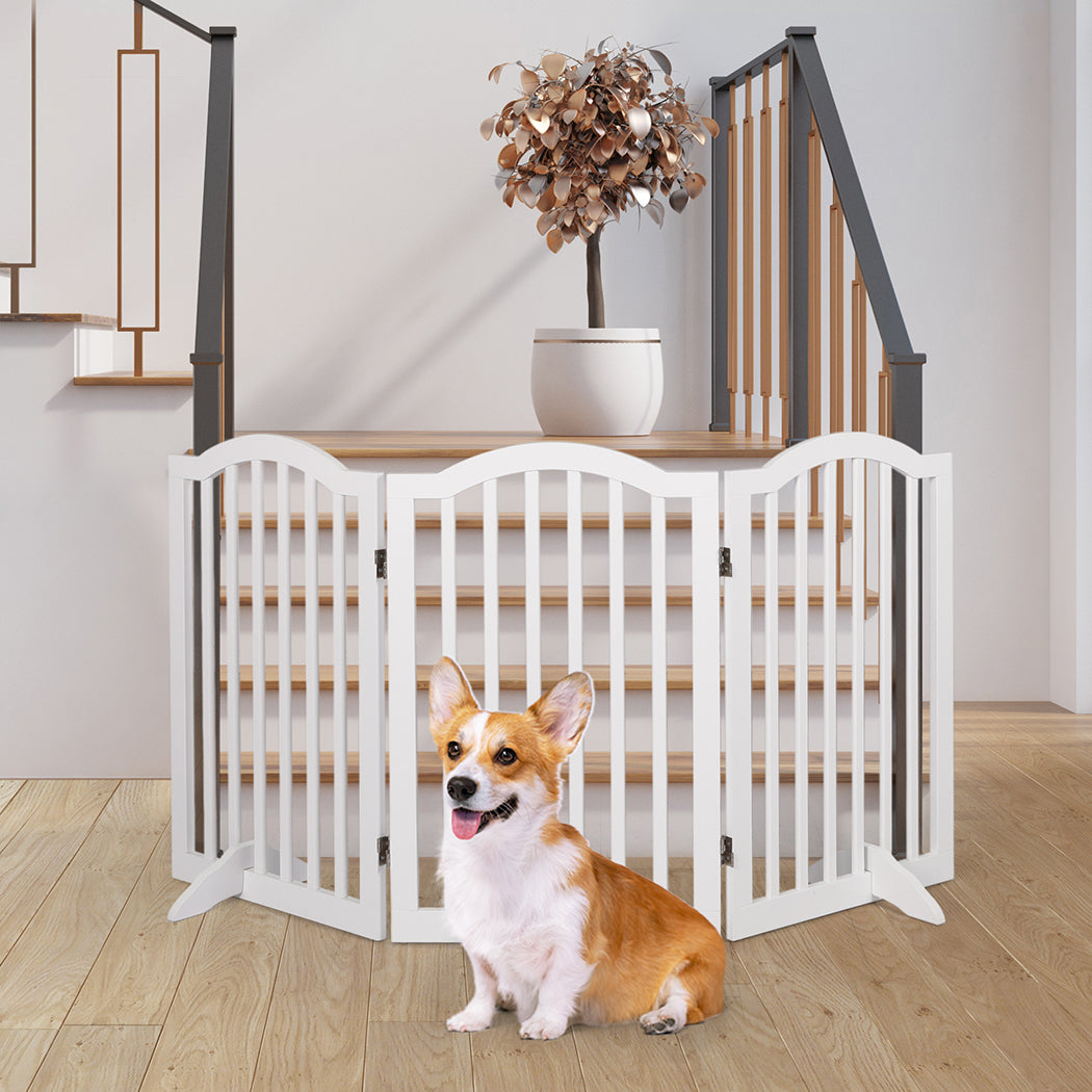 Wooden Pet Gate Dog Fence Safety - White