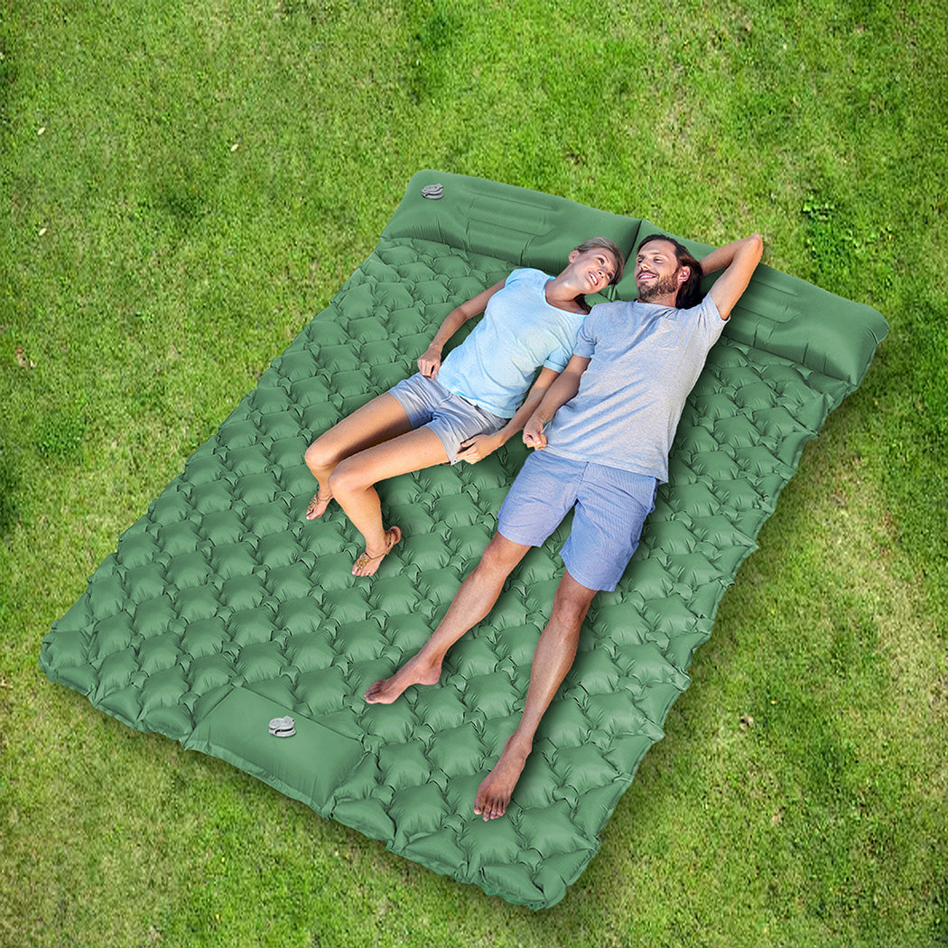 Inflatable Camping Double Mattress Green 198x130x6.5cm