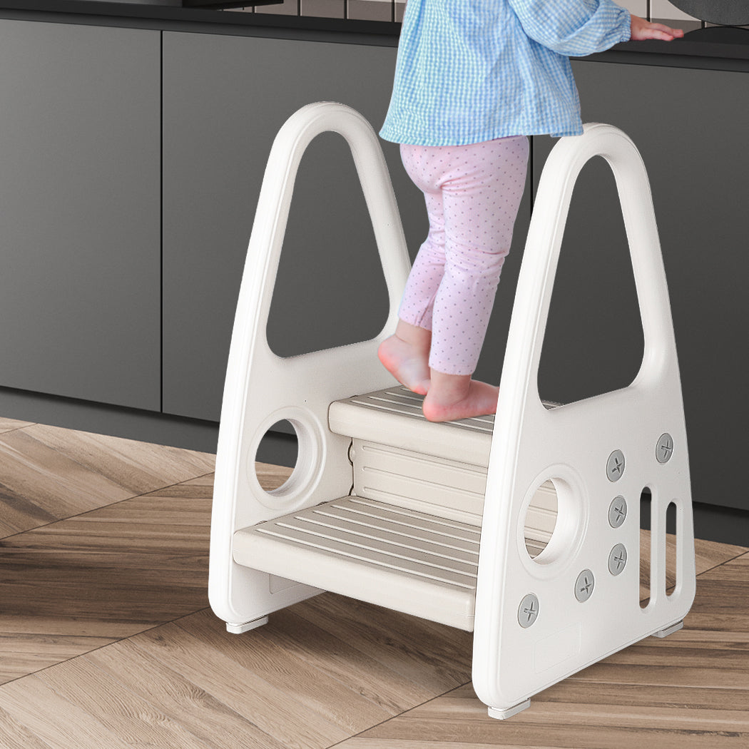 Toddler Step Stool Ladder Tower with Kids Double Standing Chair