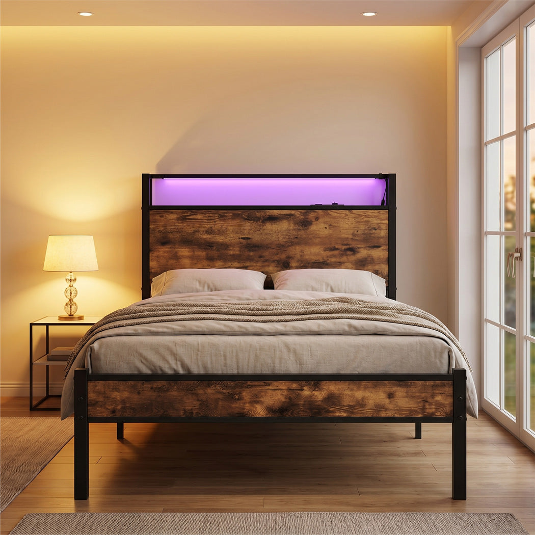 Single LED Bed Frame USB Charging Storage | Simpledeals