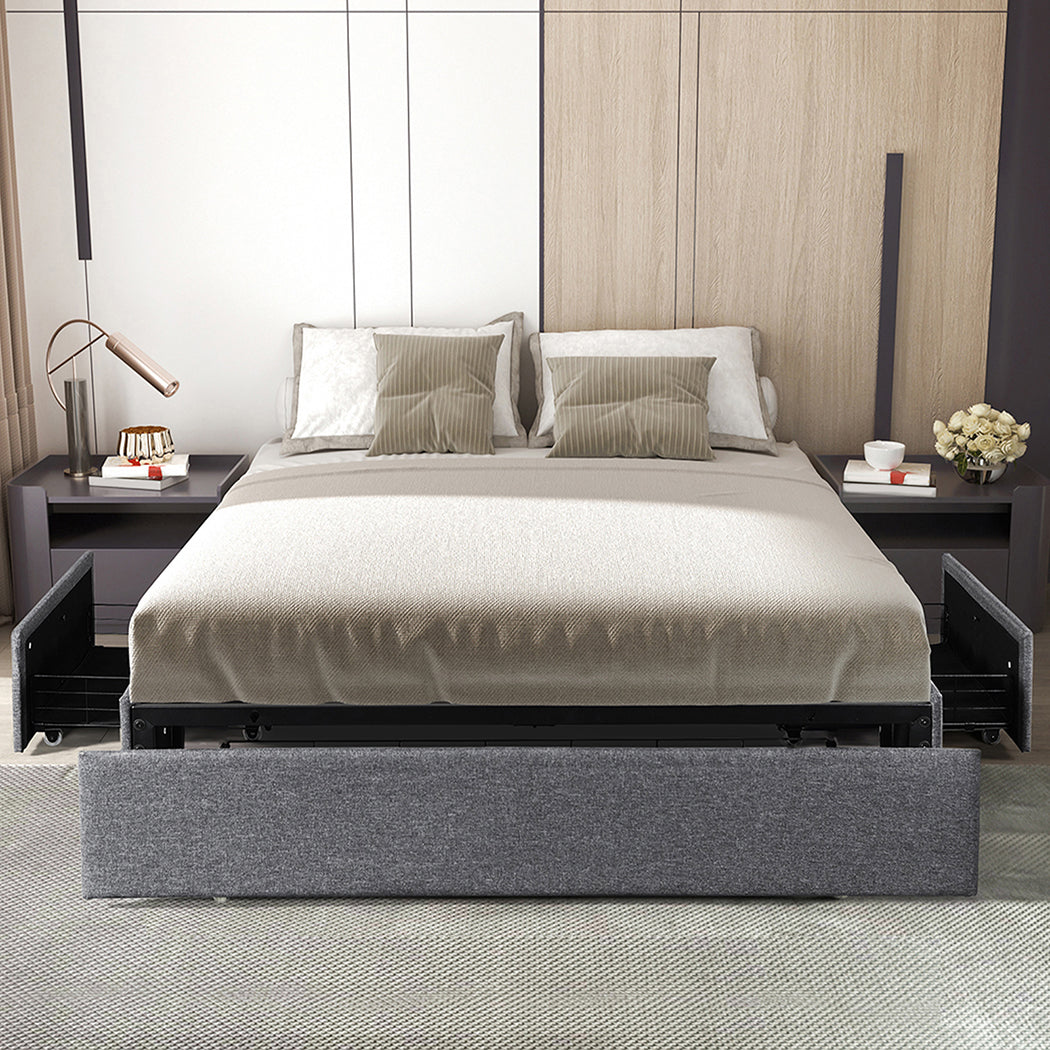 King Size Fabric Bed Frame Storage 206x188x30cm