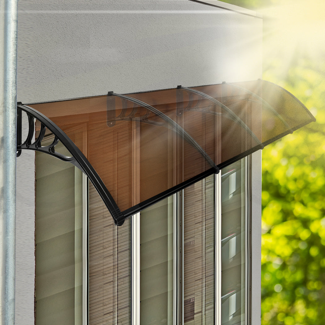 Window Door Awning Outdoor 1M X 4M Brown 1x4M, Canopy Patio Sun Shield