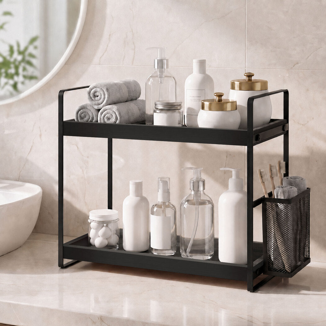 2-Tier Countertop Organiser Black Pine Iron | Simpledeals