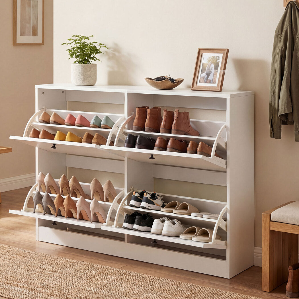 Flip Drawer Shoe Cabinet 4 Drawer Tall Slim | Simpledeals