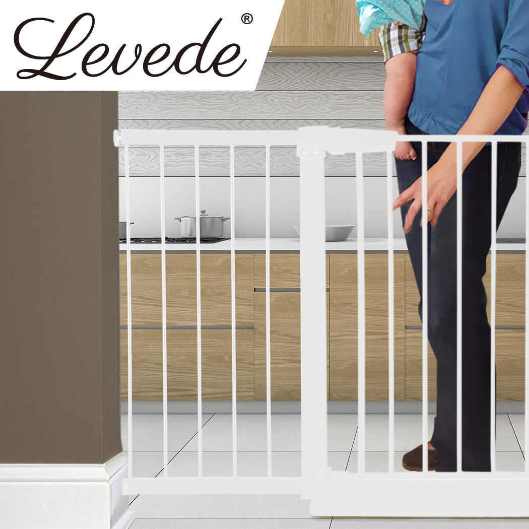 Baby Kids Pet Safety Security Gate Stair Barrier Doors Extension Panels Black and White