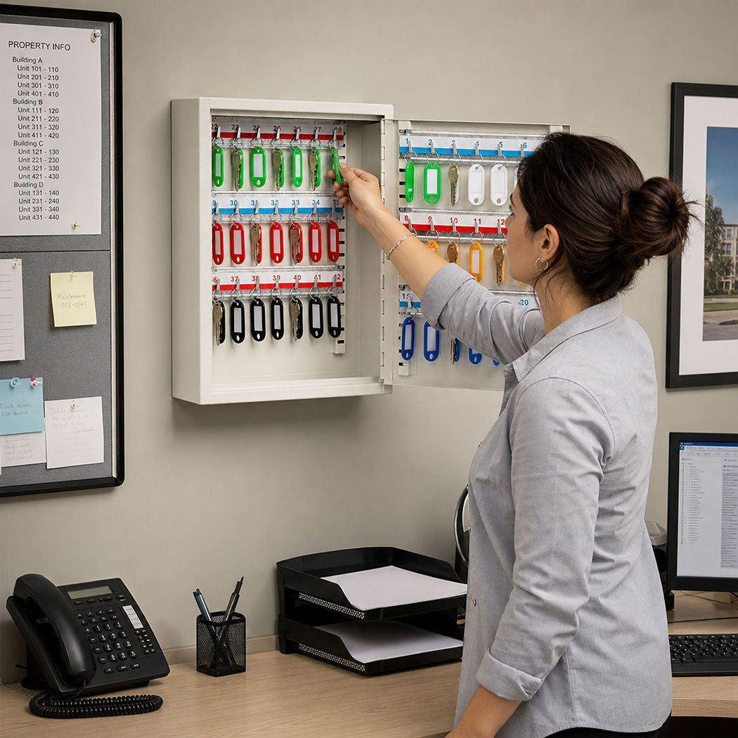 Key Safe Cabinet 42 Key White 35x27x8cm