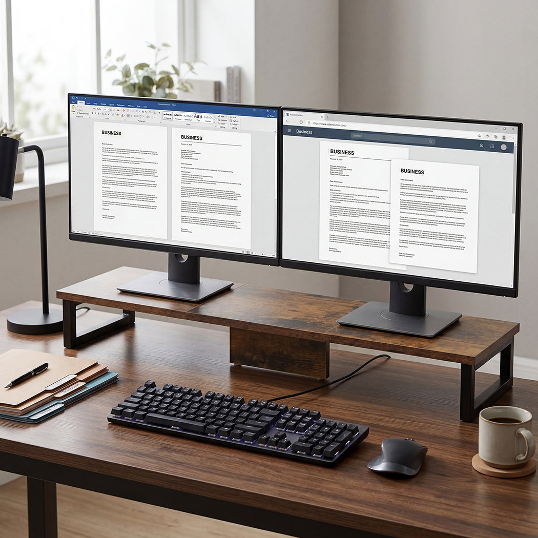 Dual Monitor Stand 90cm Ergonomic Desk Riser | Simpledeals